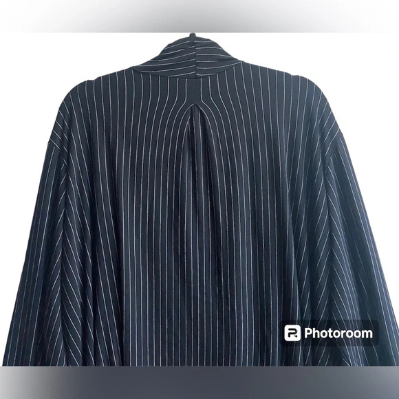 Blue Sky black  pin striped bamboo waterfall open cardigan Sz 3X - Picture 4 of 10